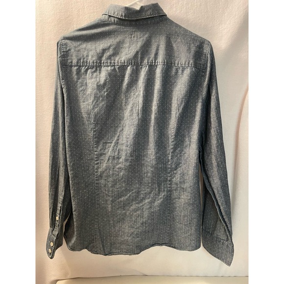 J. Crew blue jean denim white dots button up womens long sl Large casual‎ shirt - Picture 5 of 5